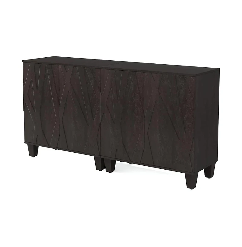 Tribesigns Sideboard Buffet Storage Cabinet Set of 2, Retro Kitchen Sideboard Cabinet with Adjustable Shelves 55" Accent Cabinet with Doors for D