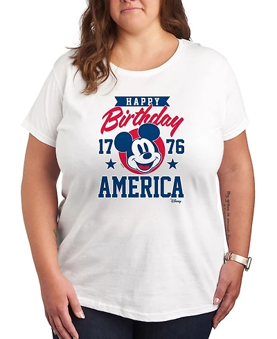 Hybrid Apparel Plus Disney Mickey Happy Birthday America Graphic T-Shirt