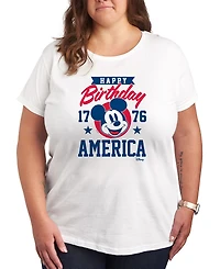 Hybrid Apparel Plus Disney Mickey Happy Birthday America Graphic T-Shirt