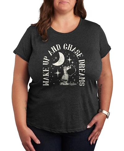 Hybrid Apparel Plus Peanuts Wake Up and Chase Dreams Graphic T-Shirt