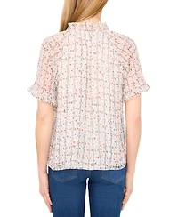 CeCe Women's Floral-Print Ruffled Top