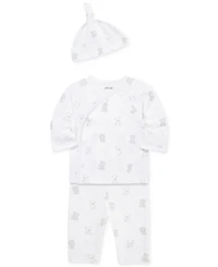 Little Me Baby Boys Bears Cotton Hat, Top & Pants Set