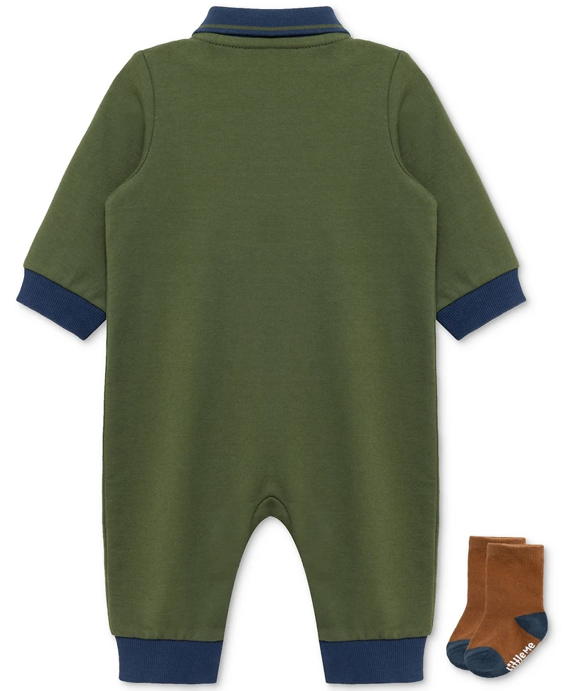 Little Me Baby Boys Football Coverall & Socks, 2 Piece Set