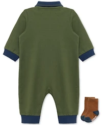 Little Me Baby Boys Football Coverall & Socks, 2 Piece Set