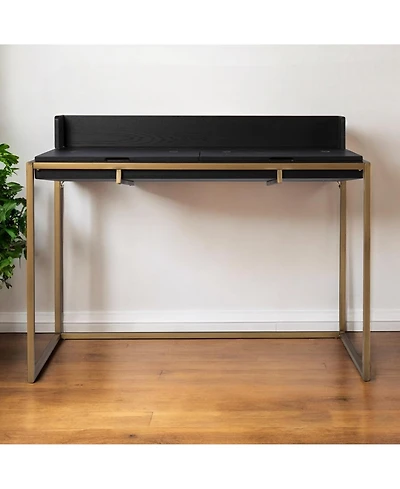 46" Black And Gold Writing Desk