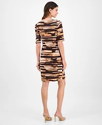 Connected Women's Bateau-Neck Elbow-Sleeve Sheath Dress