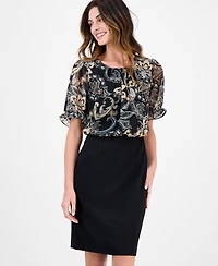 Connected Women's Chiffon-Overlay Sheath Dress