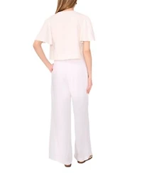 1.State Womens Tie Front Flutter Sleeve Top Wide Leg Pants