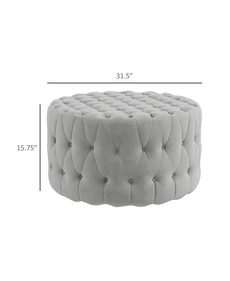 Round Tufted Ottoman Coffee Table with Velvet Upholstery Upholstered Foot Stool for Living Room Entryway or Bedroom Vanity Seating-The Pop Home