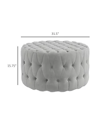 Round Tufted Ottoman Coffee Table with Velvet Upholstery Upholstered Foot Stool for Living Room Entryway or Bedroom Vanity Seating-The Pop Home