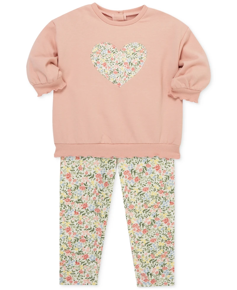Little Me Baby Girls Heart Sweatshirt & Leggings, 2 Piece Set