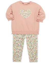 Little Me Baby Girls Heart Sweatshirt & Leggings, 2 Piece Set