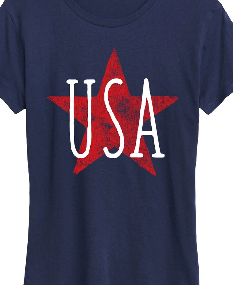 Hybrid Apparel Plus Americana Usa Star Graphic Crew Neck T-Shirt