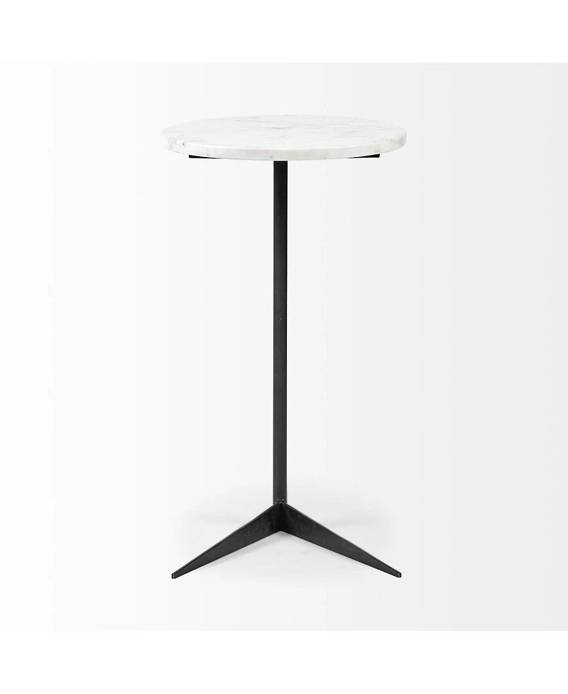 Luxurious Round Marble End Table with Sleek Metal Base