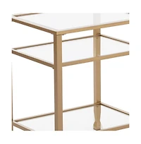 Stylish Rectangular End Table with Two Shelves for Home or Office Use