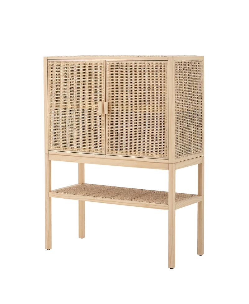 Creative Co-op 15.8" Woven Rattan and Wood Bohemian Cabinet