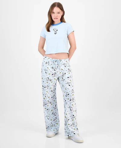 Love Tribe Juniors' Snoopy Allover-Print Drawstring Pants
