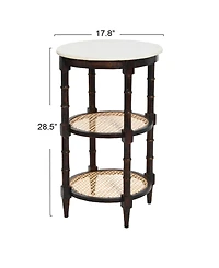 Creative Co-op 17.7" Solid Wood Natural Cane Round End Table