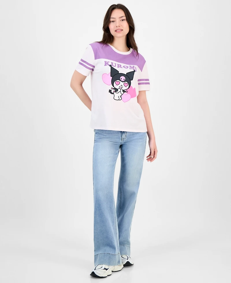 Love Tribe Juniors' Kuromi Crewneck Football T-Shirt