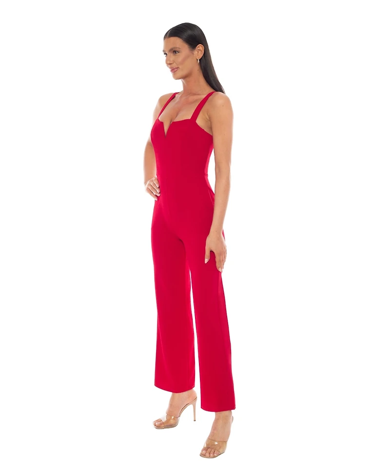 Bebe Women's Scuba Crepe Jumpsuit With Strap