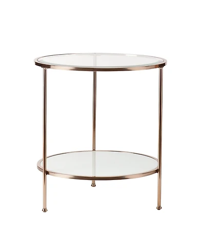 Round End Table with Shelf for Living Room or Bedroom Storage