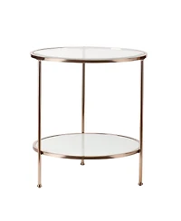 Round End Table with Shelf for Living Room or Bedroom Storage