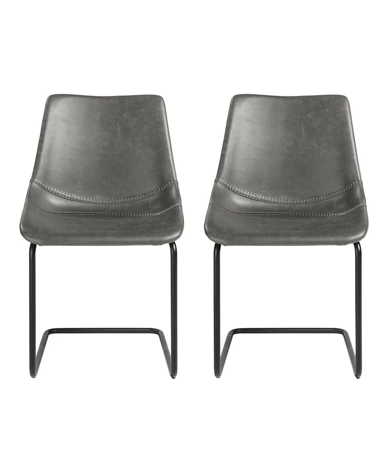 Set of 2 Faux Leather Cantilever Chairs for Dining Room or Office Seating