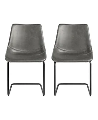 Set of 2 Faux Leather Cantilever Chairs for Dining Room or Office Seating