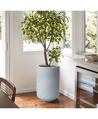 LuxenHome Minimalistic Modern Gray 23-Inch Tall Round MgO Planter