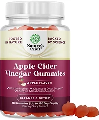 Apple Cider Vinegar Gummies | Natural Energy Supplement Acv + Mother for Body Cleanse Immune Support | 120ct