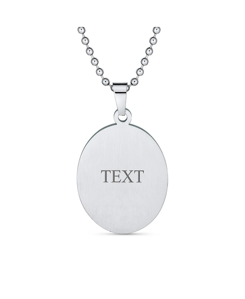 Bling Jewelry Oval Sacred Heart Jesus Pendant Necklace Silver Stainless Steel Medallion