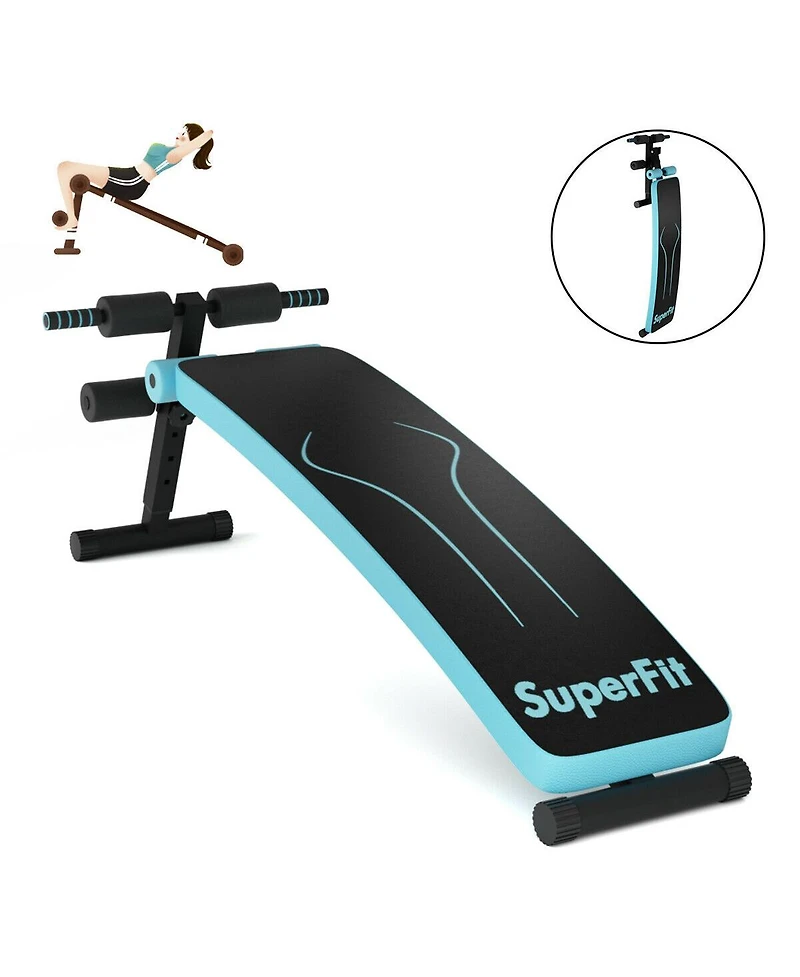 Folding Weight Bench Adjustable Sit-up Board Workout Slant Bench-Blue