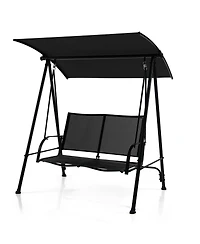 2-Seat Outdoor Canopy Swing with Comfortable Fabric Seat and Heavy-duty Metal Frame