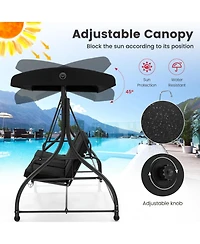 3 Seat Outdoor Porch Swing with Adjustable Canopy