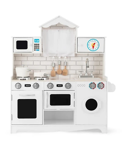 Wooden Kids Kitchen with Washing Machine