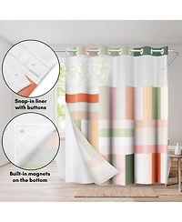 Americanflat 72x75 Hookless Shower Curtain - Abstract Pink Green Orange Shower Curtain with Sheer Panel, Snap-In Liner, and Grommets