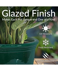 Studio Outdoor/Indoor Uv- and Frost-Resistant Ceramic Flower Pot Planter with Drainage Holes