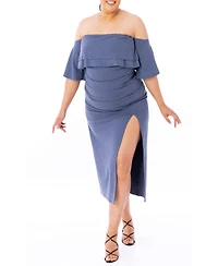 Dai Moda Plus Bridgett High Waist Midi Skirt