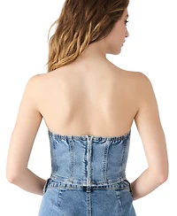 Steve Madden Women's Rina Strapless Denim Corset Top