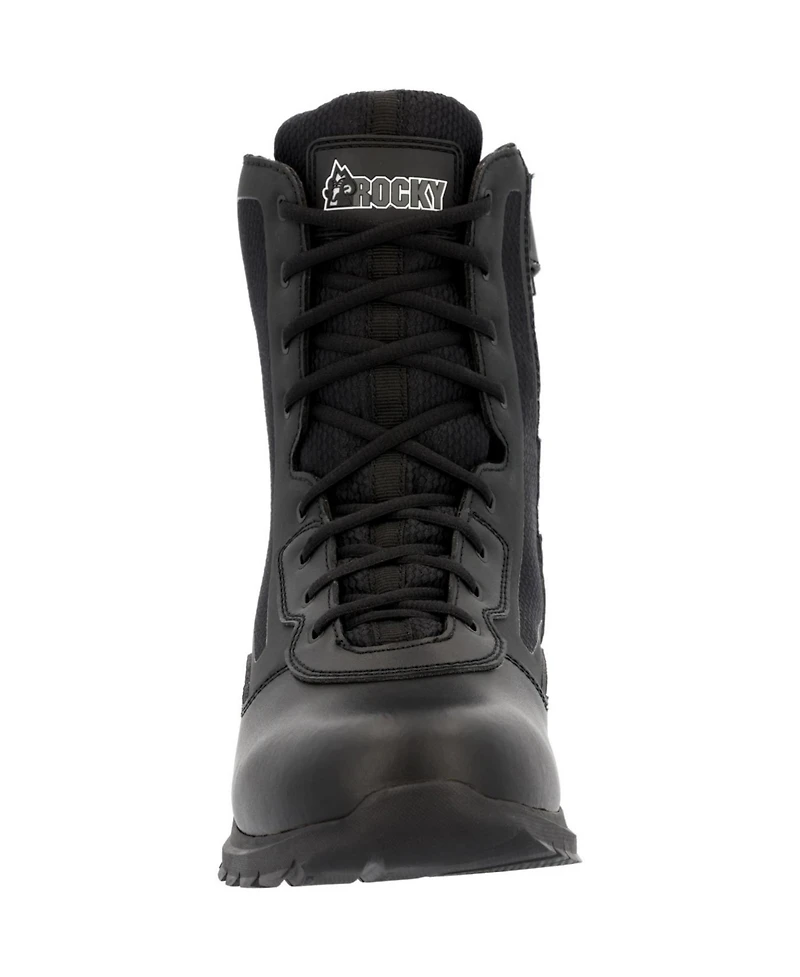 Rocky Men's Cadet 8" Black Side Zip Public Service Boot