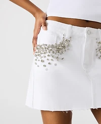 Steve Madden Women's Eras Embellished Cotton Denim Mini Skirt