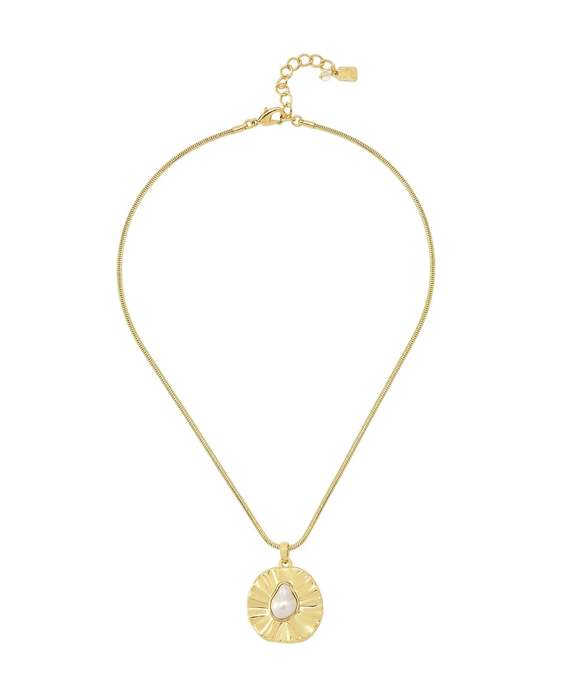 Robert Lee Morris Soho Faux Cultivated Pearl Textured Coin Pendant Necklace