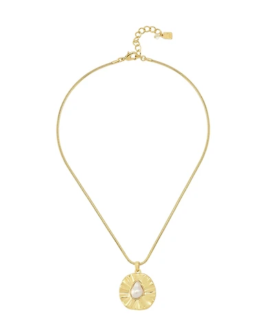 Robert Lee Morris Soho Faux Cultivated Pearl Textured Coin Pendant Necklace
