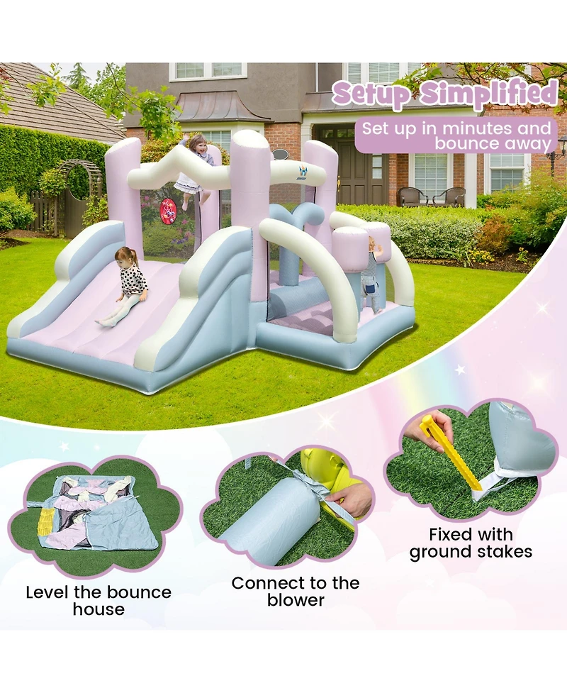 Kids Bounce House with Slide and 2 Boxing Columns Bouncy Castle for Party without Blower