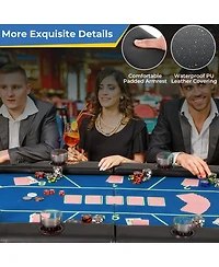 72 x 36 30.5 Inch Foldable Poker Table with 8 Cup Holders