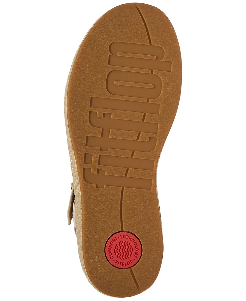 FitFlop Women's Platform Espadrille Leather Wedge Sandals