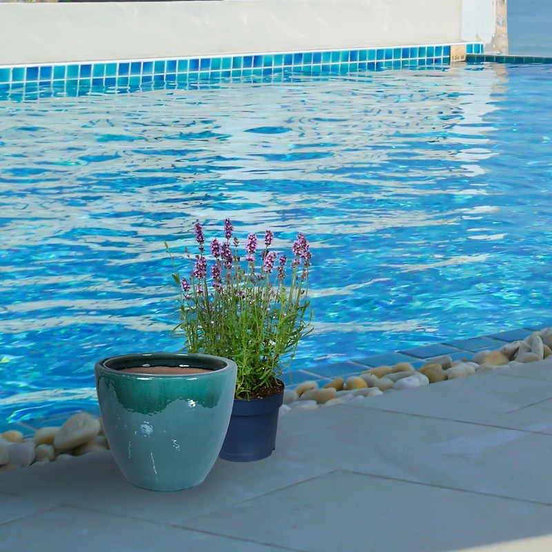 Resort Outdoor/Indoor High-Fired Glazed Uv- and Frost-Resistant Ceramic Flower Pot Planter with Drainage Holes