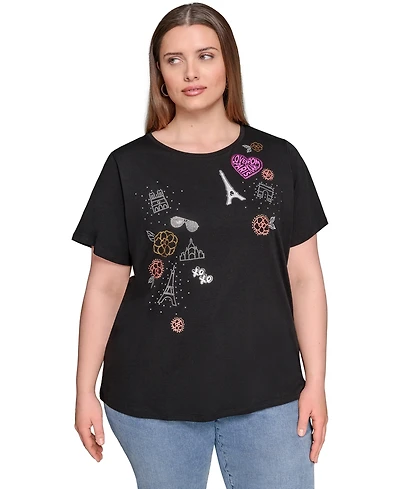 Karl Lagerfeld Paris Plus Printed Camp Shirt