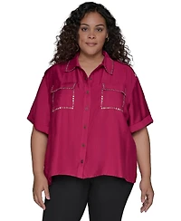 Karl Lagerfeld Paris Stud-Embellished Button-Front Shirt