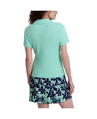 Stella Parker Women's Side Ruched Y-neck Short Sleeve Polo